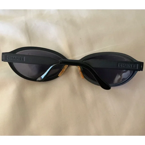CHANEL Authentic Vintage ALL-OVER CC LOGO Micro Sunglasses Black Metal - Picture 16 of 16